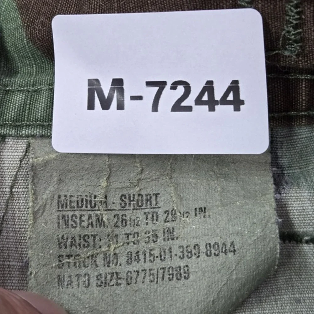 US Army Men Pants M SHORT Green Camouflage Cotton‎ Nylon Cargo Ripstop Straight